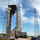 The United Launch Alliance Atlas V rocket and Orbital ATK Cygnus spacecraft stack sits on the launch pad at Cape Canaveral Air Force Station in Cape Canaveral, Fla., Monday, March 21, 2016. The cargo carrier is scheduled to launch Tuesday, March 22, and holds a commercial-quality 3D printer for astronaut as well as public use, for a price.